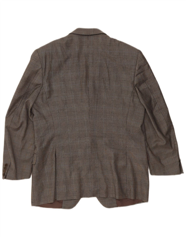 Canali Mens 3 Button Blazer Jacket IT 54 2XL Grey Check Wool