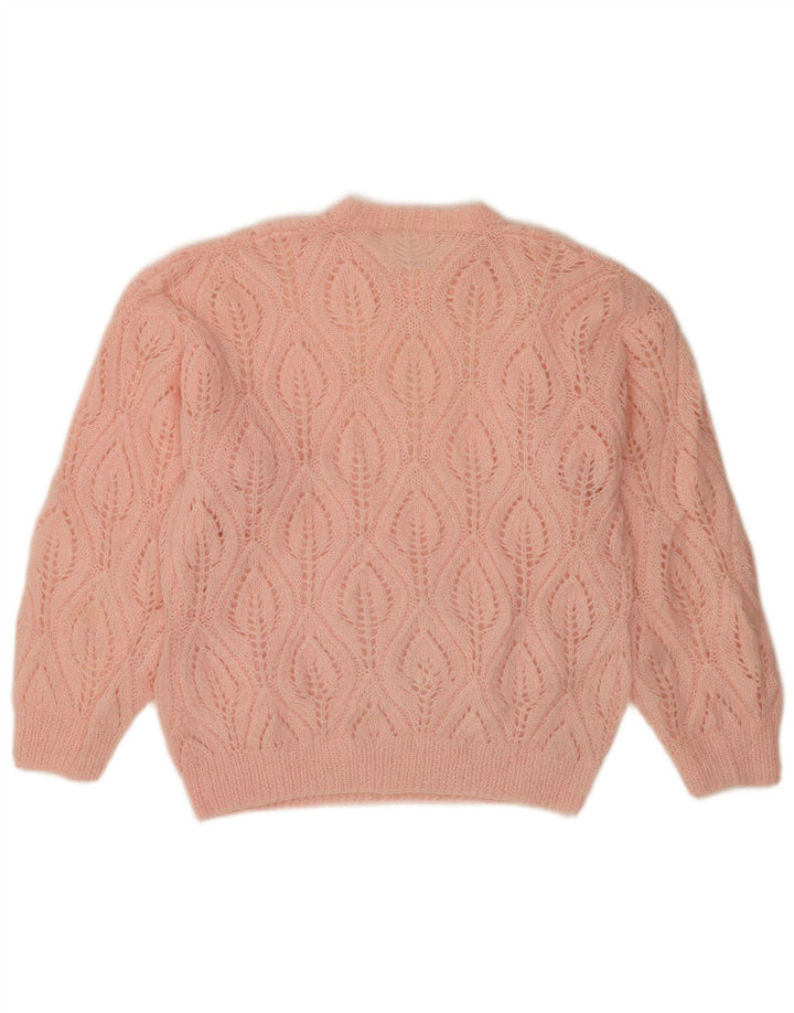 Vintage Womens Crew Neck Jumper Sweater UK 14 Medium Pink