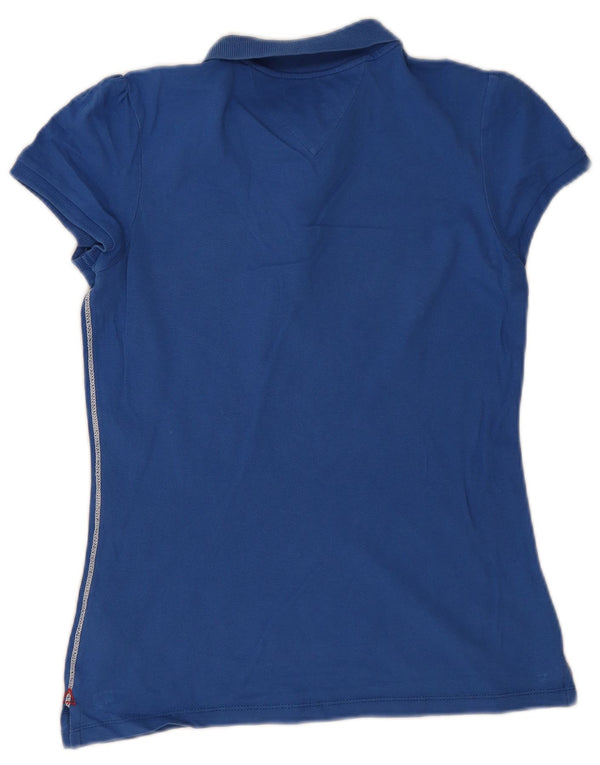 Tommy Hilfiger Womens Polo Shirt UK 12 Medium Blue Cotton