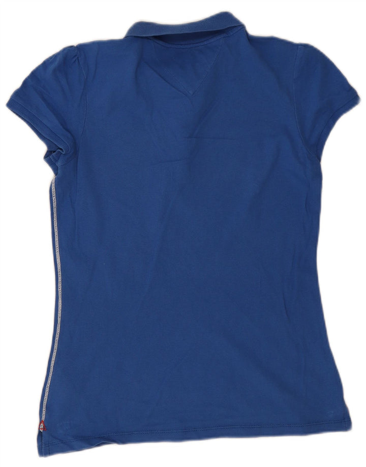 Tommy Hilfiger Womens Polo Shirt UK 12 Medium Blue Cotton