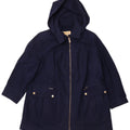 MICHAEL KORS Womens Hooded Overcoat UK 18 XL Navy Blue Wool
