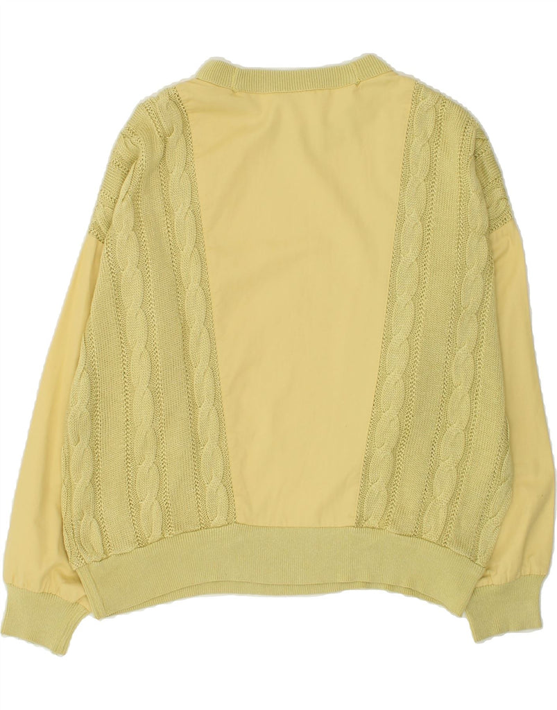 VINTAGE Womens Crew Neck Jumper Sweater UK 12 Medium Yellow Cotton | Vintage Vintage | Thrift | Second-Hand Vintage | Used Clothing | Messina Hembry 