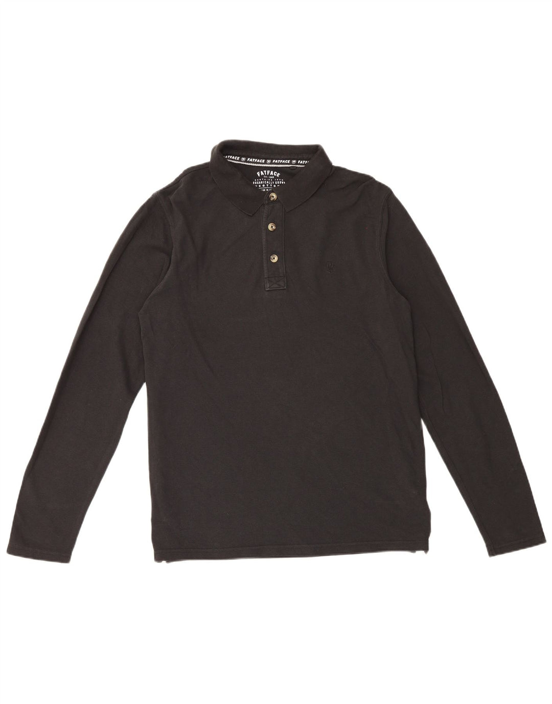 Fat Face Mens Long Sleeve Polo Shirt Large Black Cotton