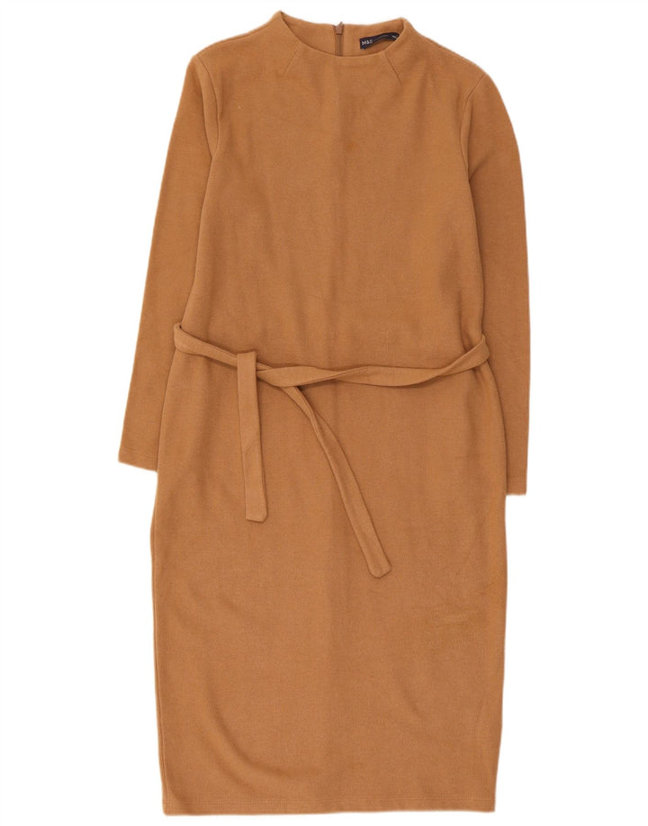 Marks & Spencer Womens Jumper Dress UK 12 Medium Brown Cotton