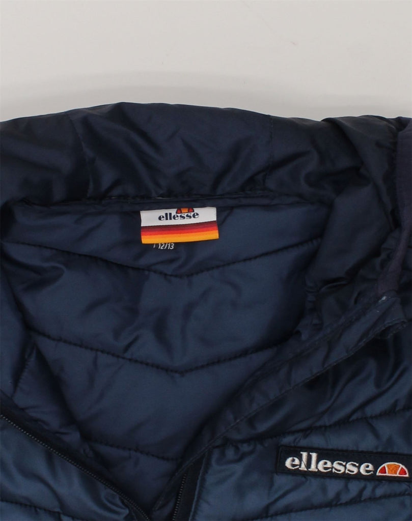 ELLESSE Girls Hooded Padded Jacket 12-13 Years Blue Tie Dye Polyester | Vintage Ellesse | Thrift | Second-Hand Ellesse | Used Clothing | Messina Hembry 