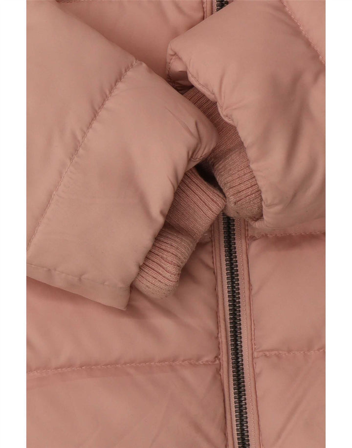 Tommy Hilfiger Womens Hooded Padded Jacket UK 10 Small Pink Polyester