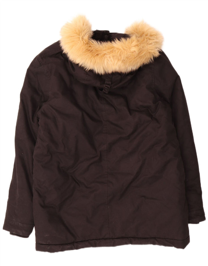 Lyle & Scott Mens Hooded Parka Jacket UK 40 Large Black Cotton
