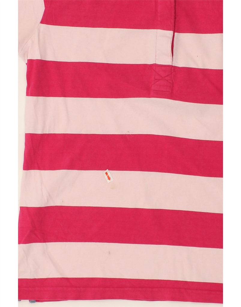 CREW CLOTHING Womens Polo Shirt UK 12 Medium Pink Striped Cotton | Vintage Crew Clothing | Thrift | Second-Hand Crew Clothing | Used Clothing | Messina Hembry 