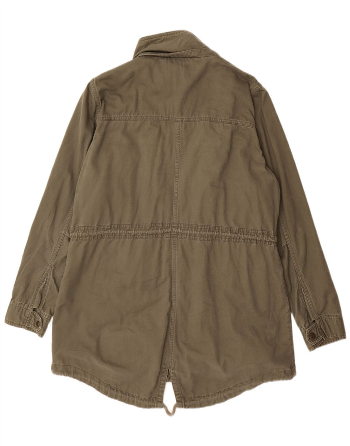 Fat Face Womens Parka Jacket UK 16 Large Khaki Cotton