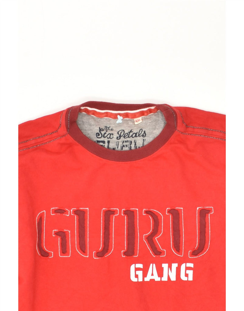 GURU Mens Graphic Sweatshirt Jumper 2XL Red Cotton | Vintage Guru | Thrift | Second-Hand Guru | Used Clothing | Messina Hembry 