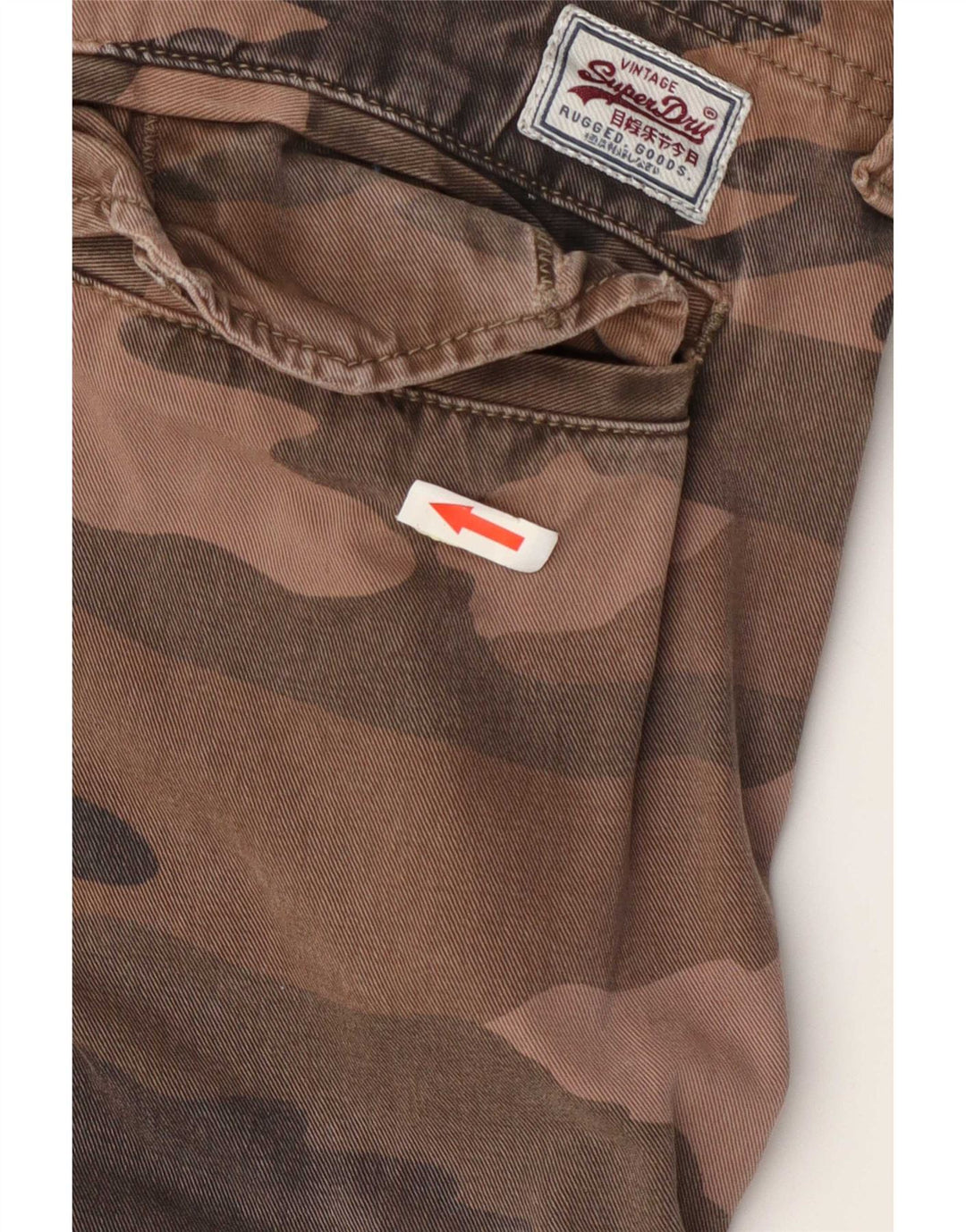 Superdry Mens Cargo Shorts Large W36 Brown Camouflage Cotton