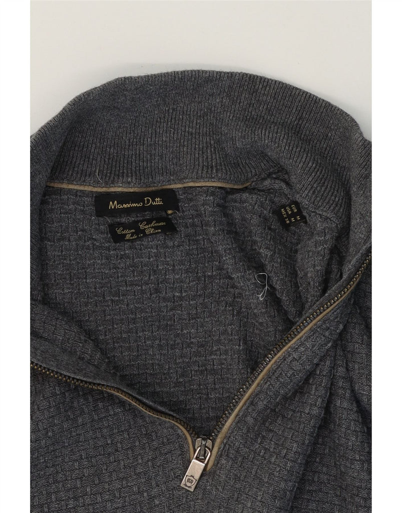 MASSIMO DUTTI Mens Zip Neck Jumper Sweater Medium Grey Cotton Vintage Massimo Dutti and Second-Hand Massimo Dutti from Messina Hembry 