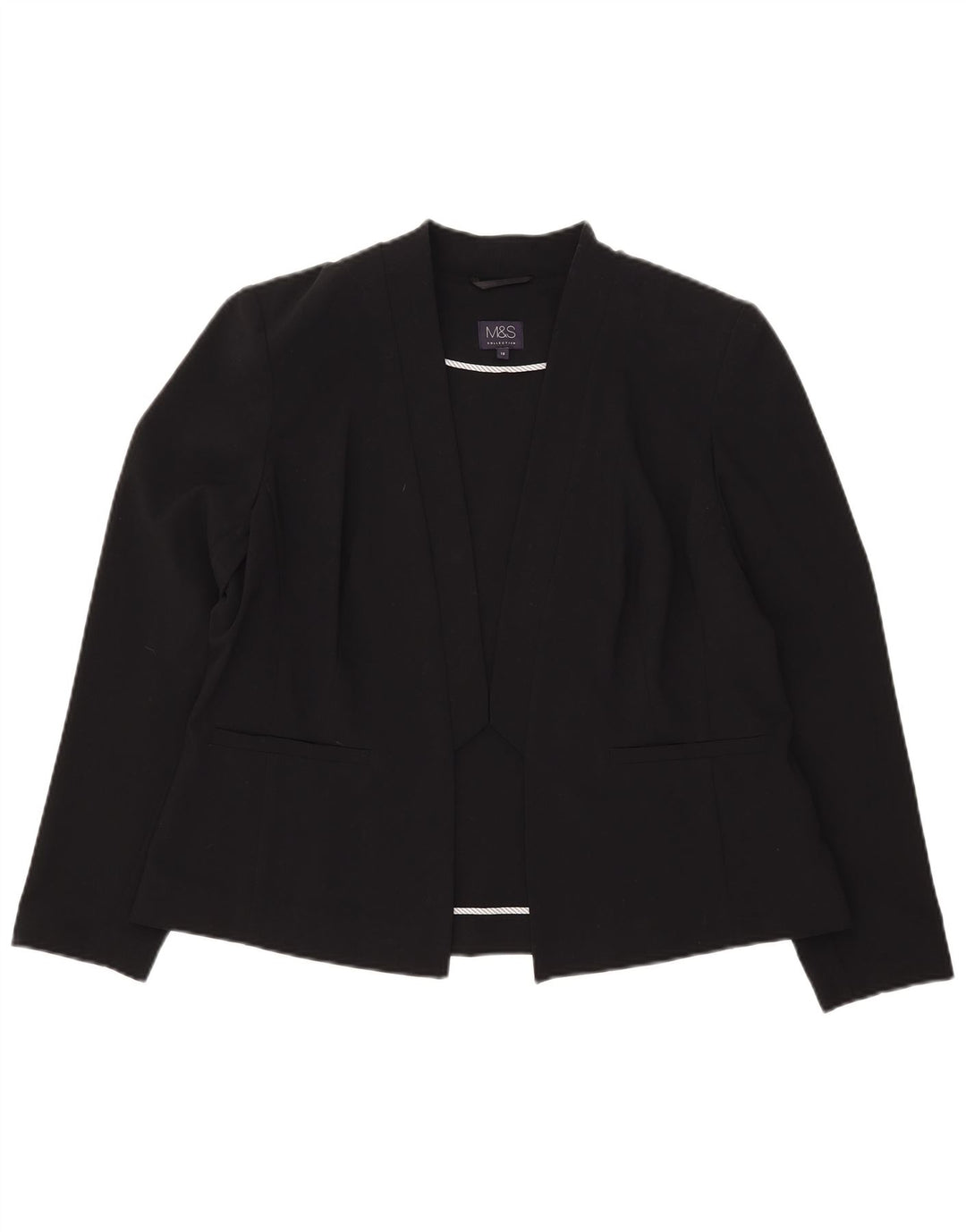 Marks & Spencer Womens Open Blazer Jacket UK 18 XL Black Polyester