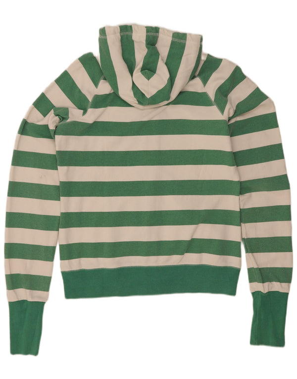 Nike Womens Zip Hoodie Sweater UK 14/16 Large Green Striped