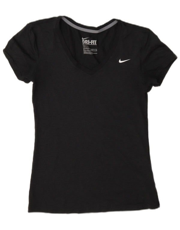 Nike Womens Dri Fit Regular T-Shirt Top UK 6 XS Navy Blue Polyester