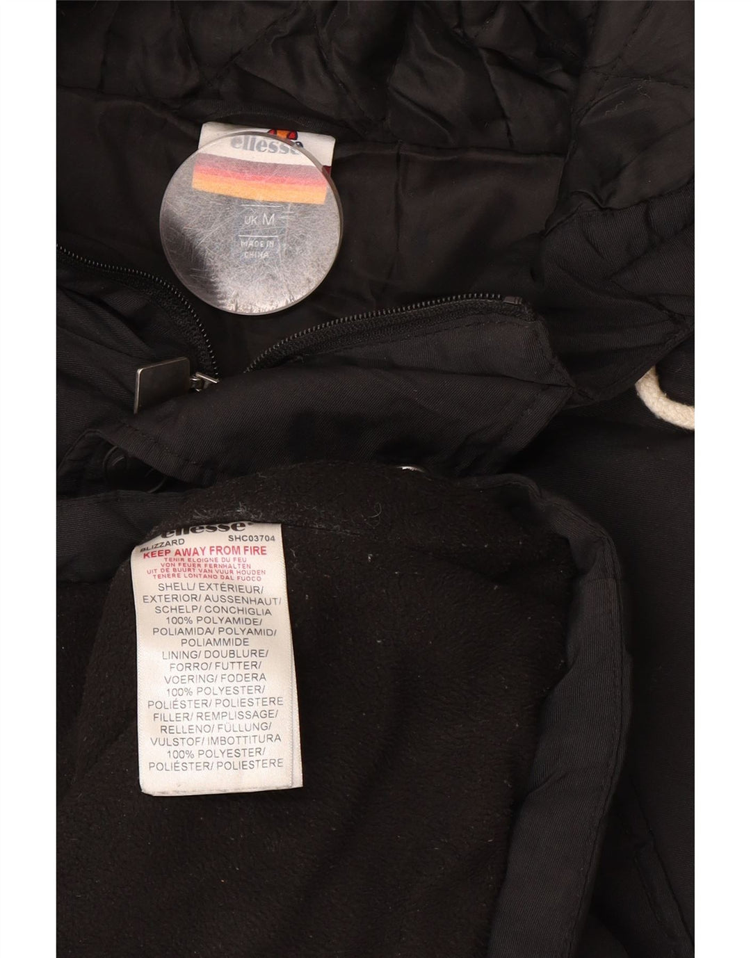 Ellesse Mens Hooded Parka Jacket UK 38 Medium Black Polyester