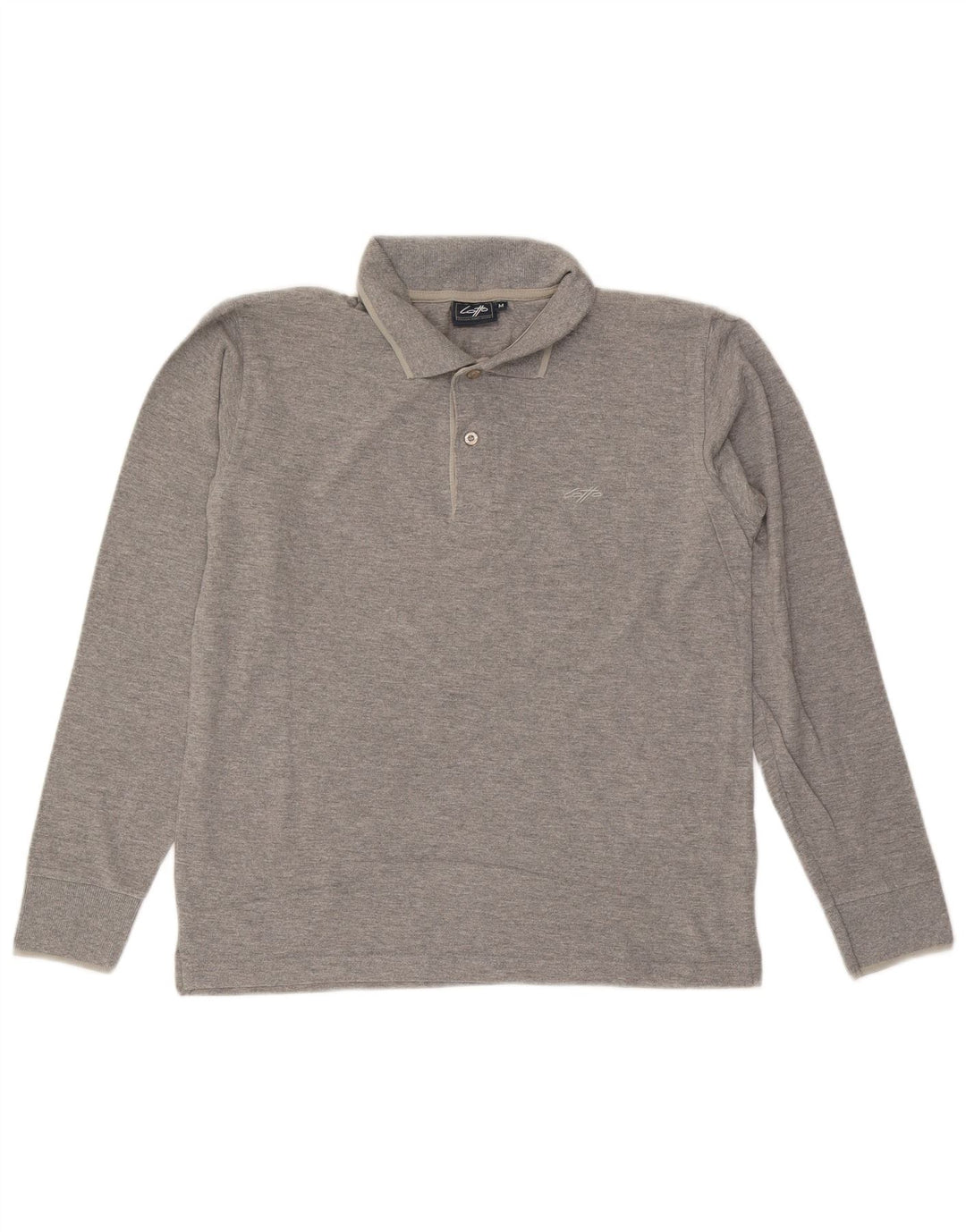 LOTTO Mens Long Sleeve Polo Shirt Medium Grey Cotton