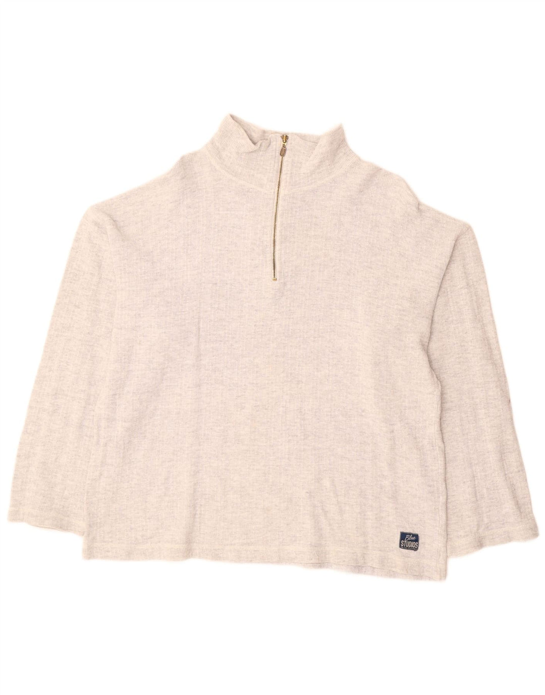 VINTAGE Womens Zip Neck Jumper Sweater UK 18 XL Grey