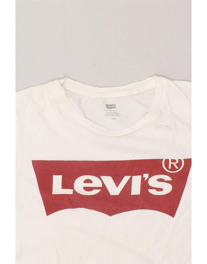LEVI'S Womens Graphic T-Shirt Top UK 14 Large White Cotton | Vintage Levi's | Thrift | Second-Hand Levi's | Used Clothing | Messina Hembry 