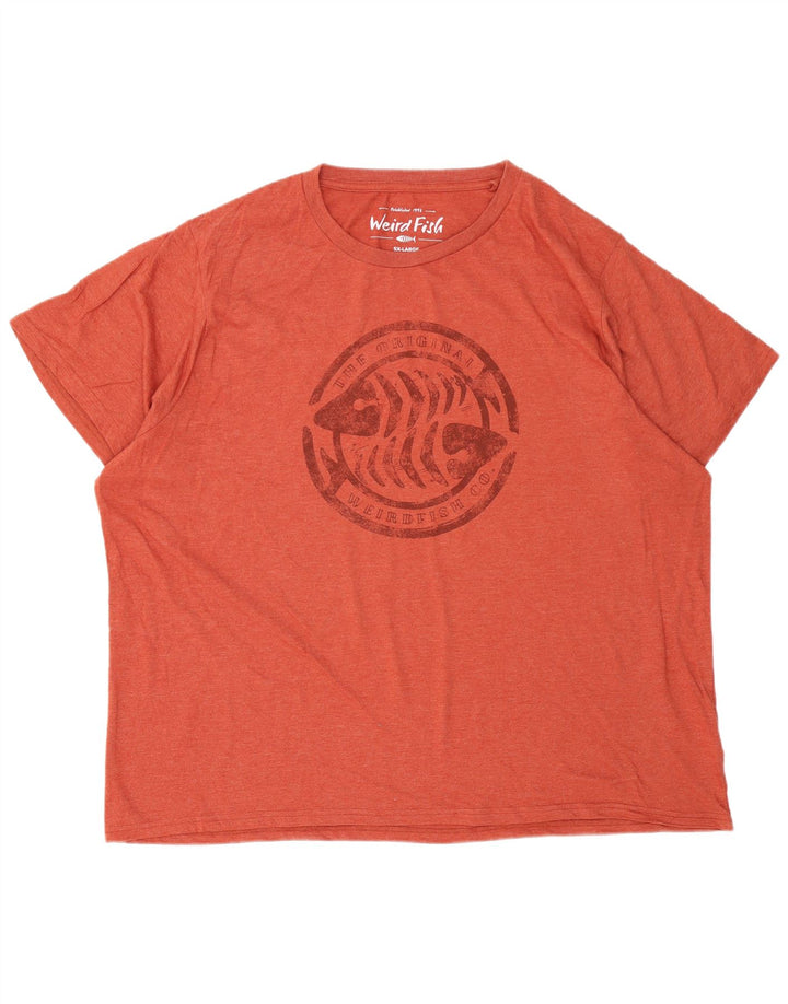 Weird Fish Mens Graphic T-Shirt Top 5XL Orange Cotton