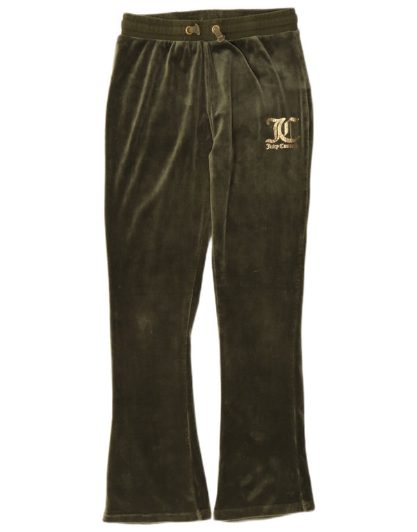 Juicy Couture Girls Velour Tracksuit Trousers 12-13 Years Khaki Polyester