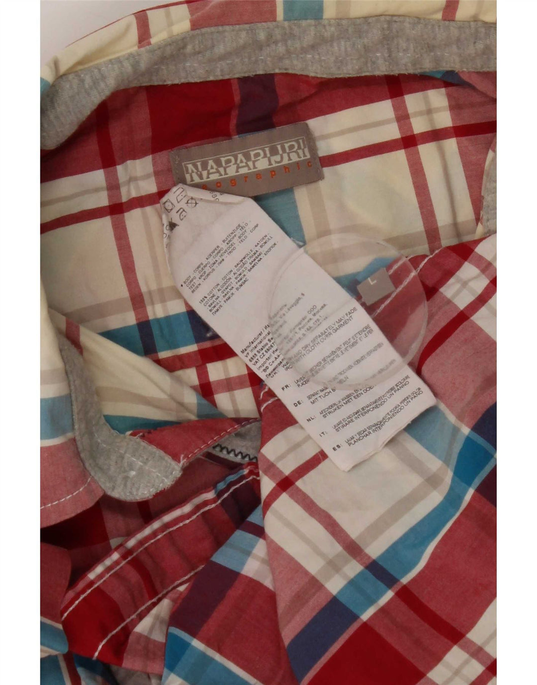 Napapijri Mens Short Sleeve Shirt Large Red Check Cotton