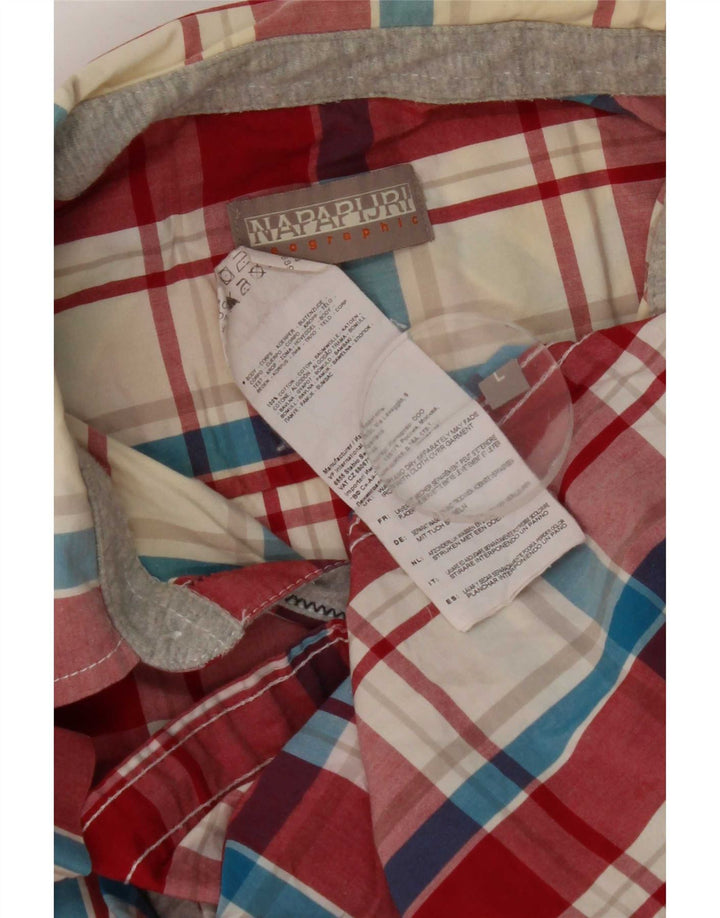 Napapijri Mens Short Sleeve Shirt Large Red Check Cotton