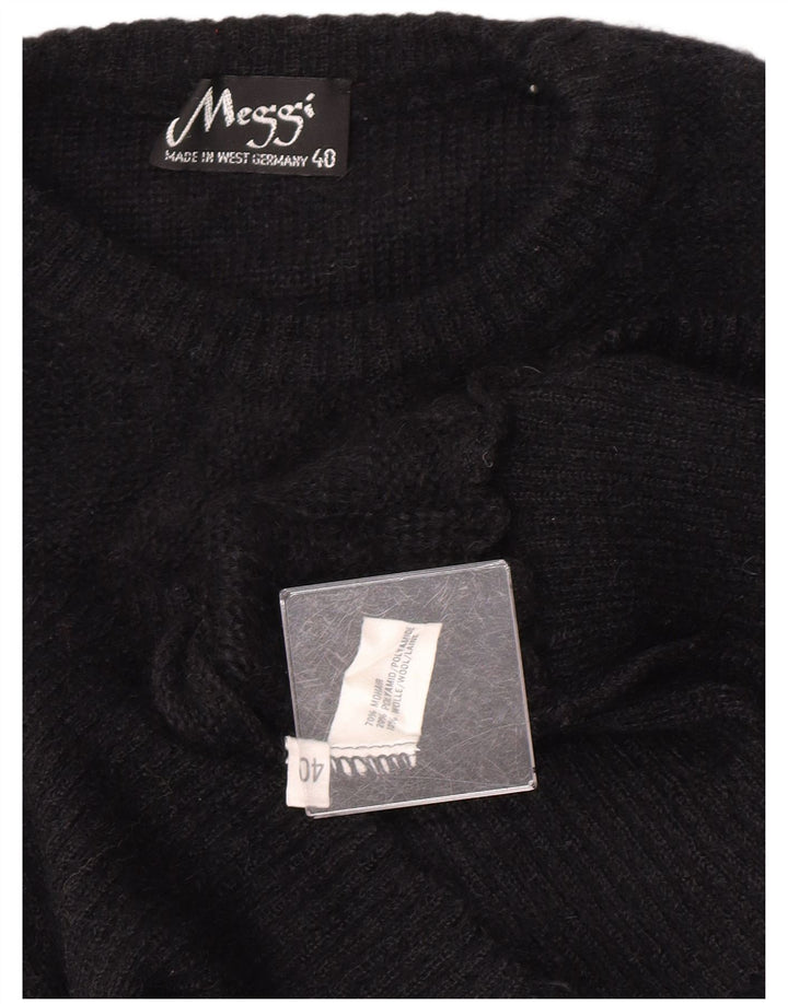 Meggi Womens Crew Neck Jumper Sweater EU 40 Medium Black Mohair