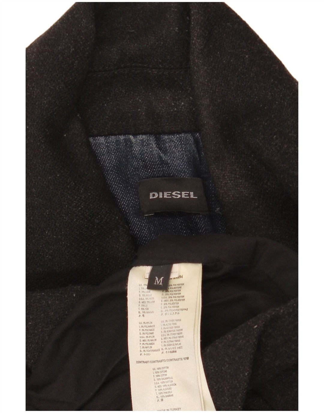 Diesel Mens Pea Coat UK 38 Medium Black Wool