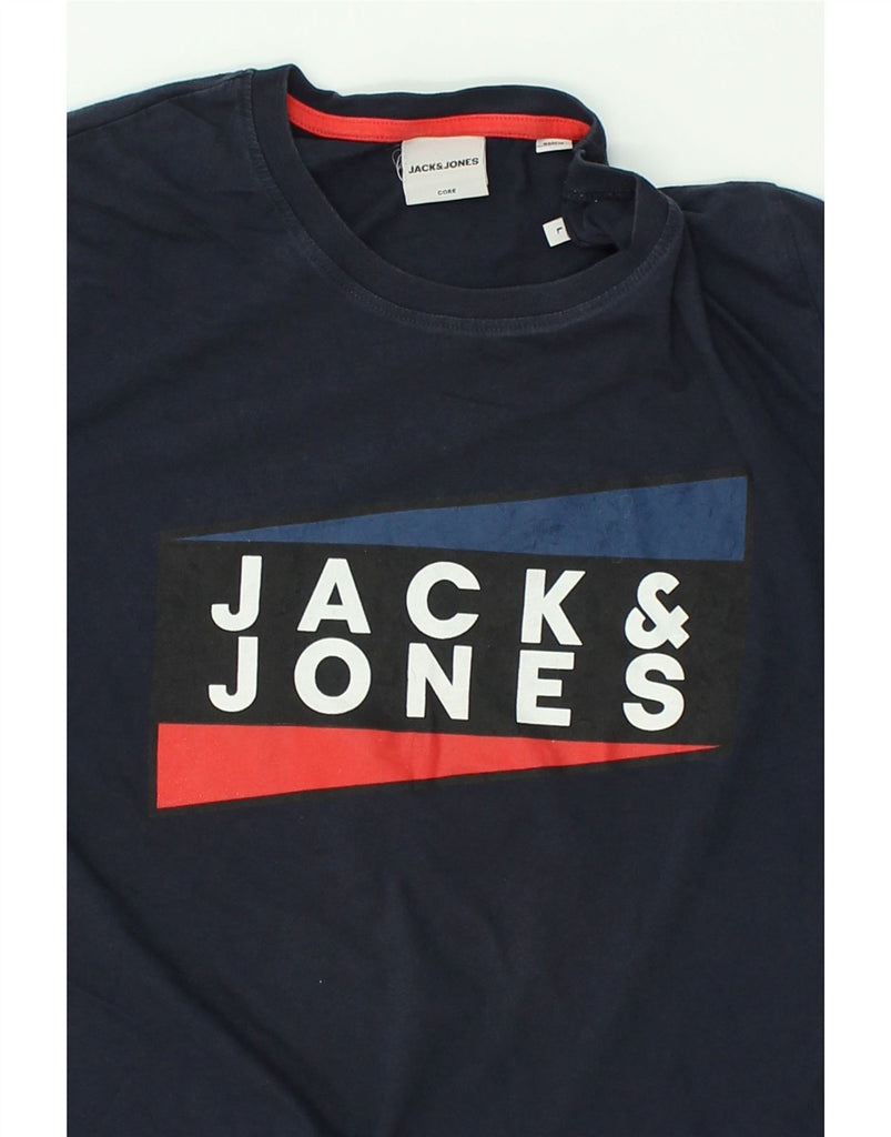 JACK & JONES Mens Graphic T-Shirt Top Large Navy Blue Cotton | Vintage Jack & Jones | Thrift | Second-Hand Jack & Jones | Used Clothing | Messina Hembry 