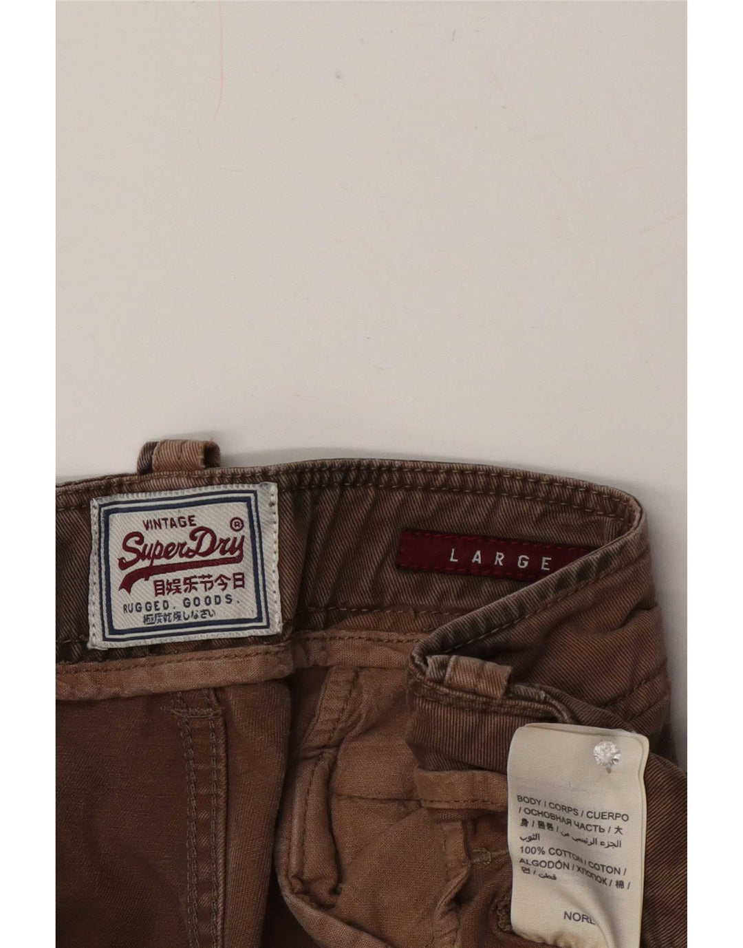 Superdry Mens Cargo Shorts Large W36 Brown Camouflage Cotton
