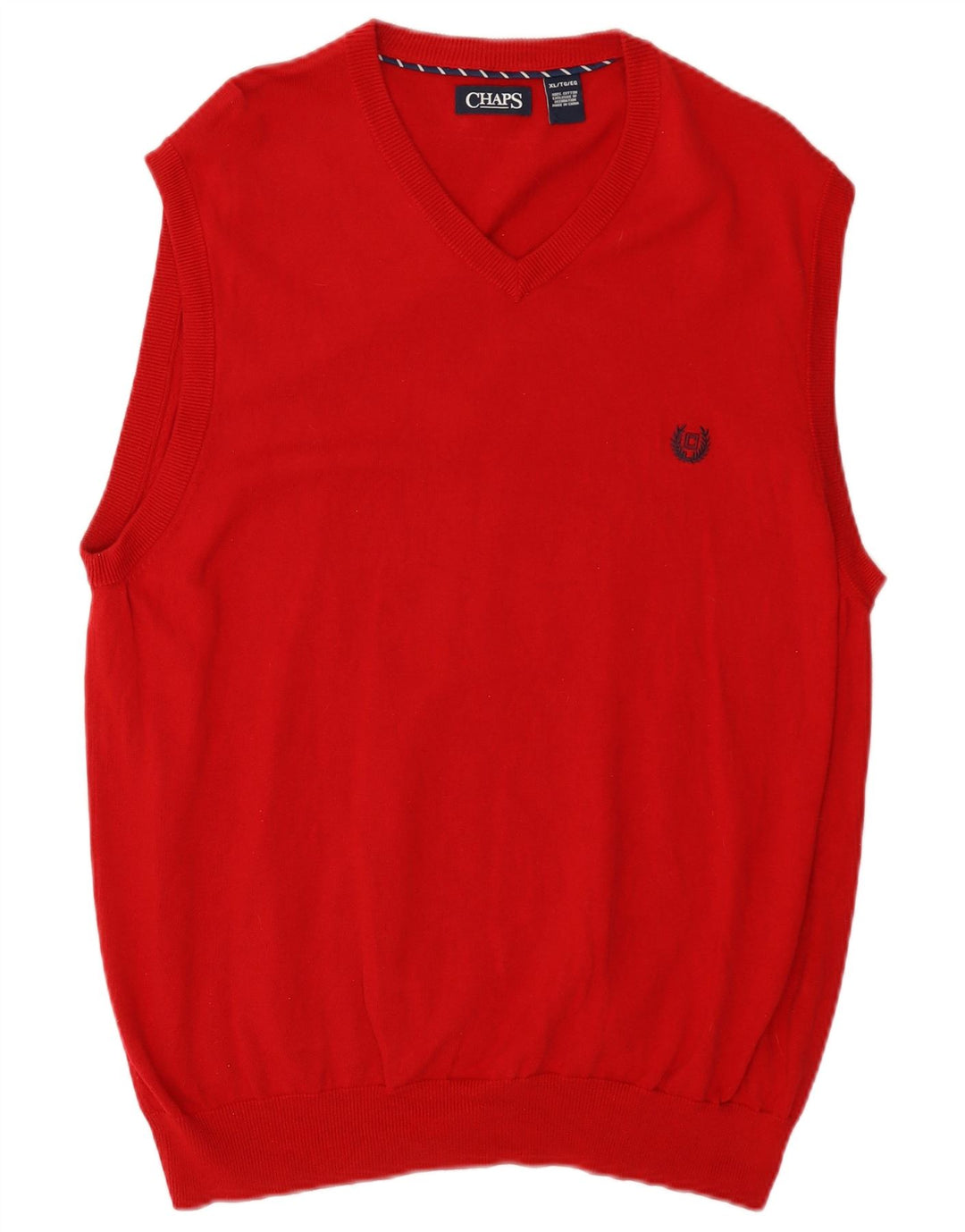 Chaps Mens Vest Tank Top XL Red Cotton