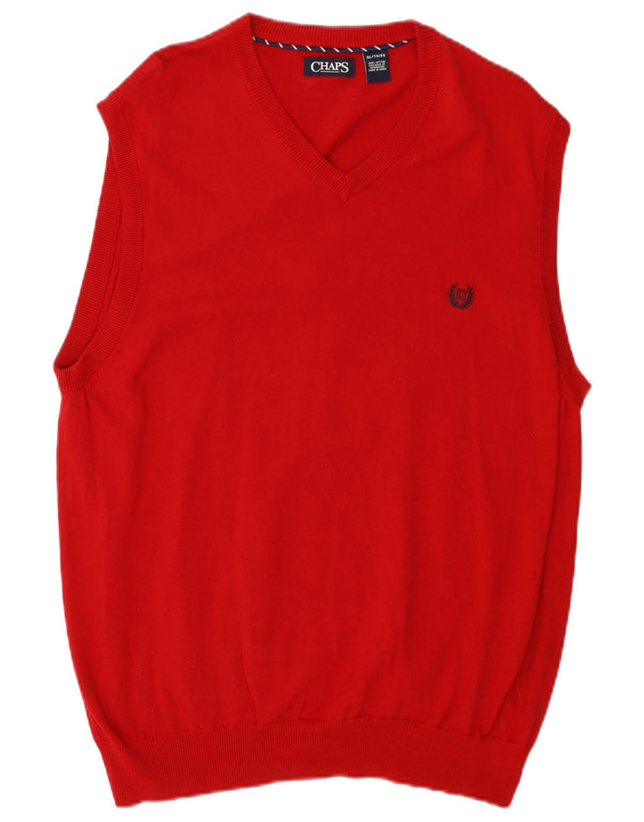 Chaps Mens Vest Tank Top XL Red Cotton