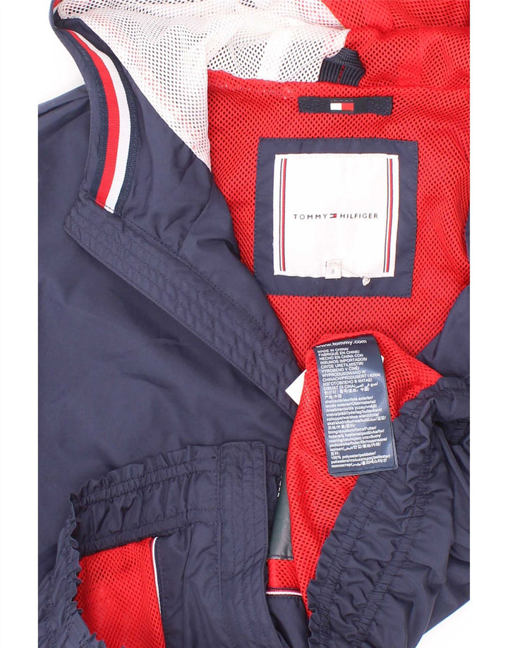 Tommy Hilfiger Boys Hooded Bomber Jacket 7-8 Years Navy Blue Polyester