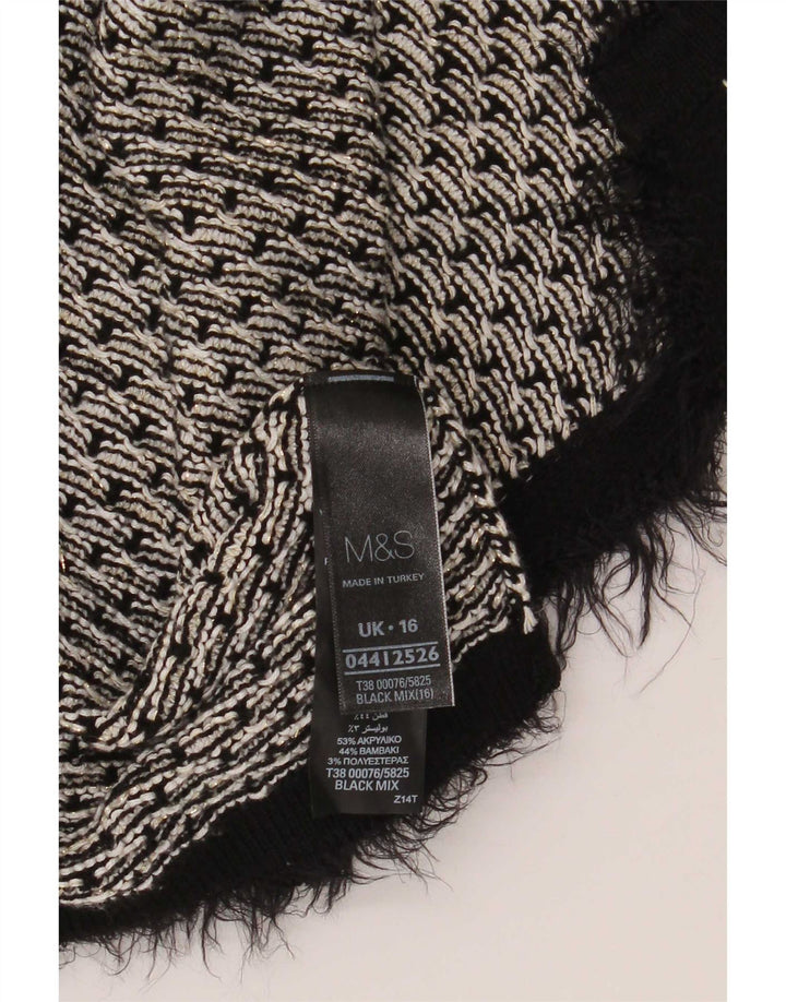 Marks & Spencer Womens Oversized Cardigan Sweater UK 16 Large Black