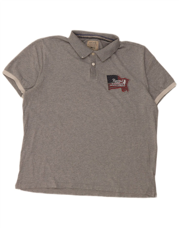 Marlboro Classics Mens Graphic Polo Shirt XL Grey Flecked Cotton