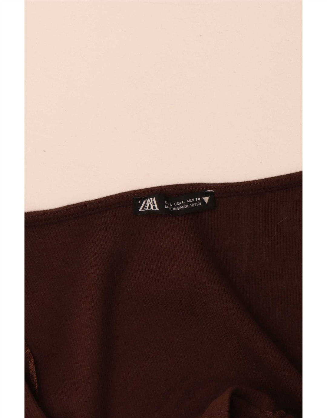 Zara Womens Long Sleeve Crop Top UK 14 Large Brown