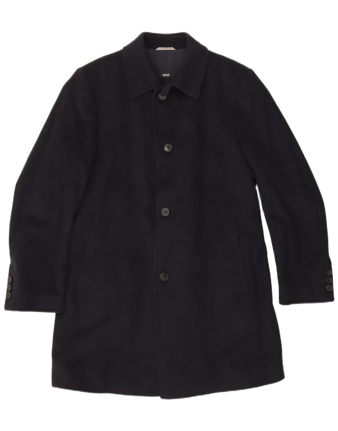 Hugo Boss Mens Overcoat IT 50 Large Navy Blue New Wool