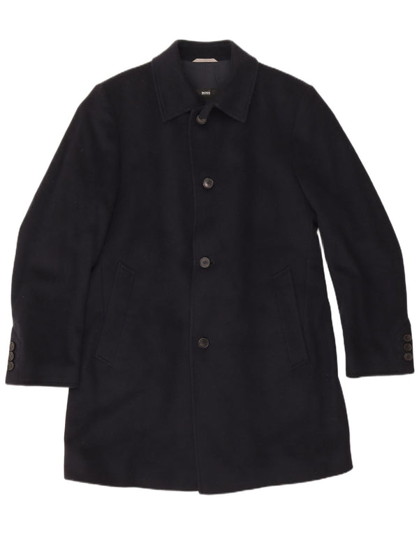 Hugo Boss Mens Overcoat IT 50 Large Navy Blue New Wool