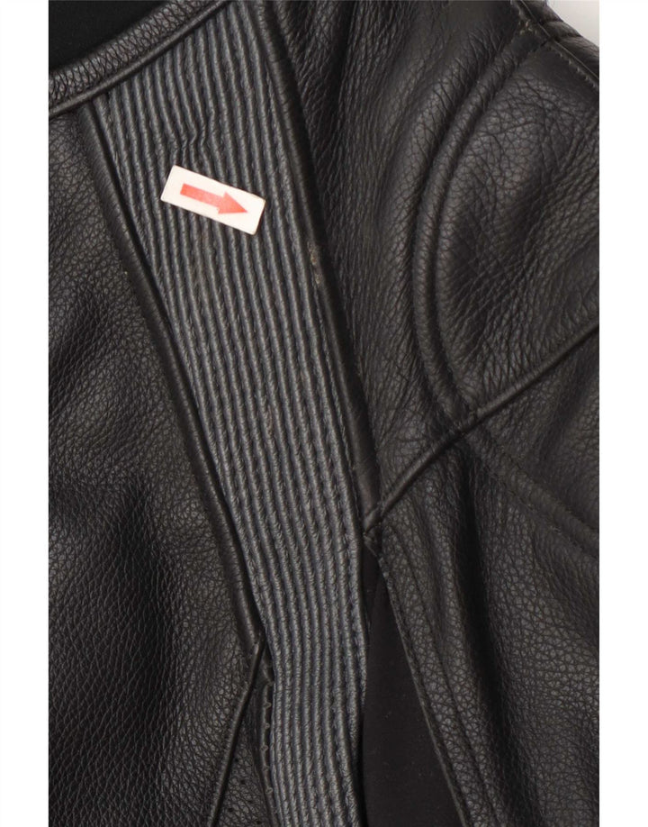 Hein Gericke Mens Graphic Leather Racer Jacket EU 52 Large Black