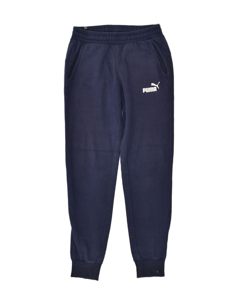 PUMA Mens Tracksuit Trousers Joggers Small Navy Blue Cotton | Vintage Puma | Thrift | Second-Hand Puma | Used Clothing | Messina Hembry 