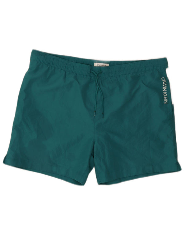 Calvin Klein Mens Graphic Swimming Shorts Large Green Colourblock