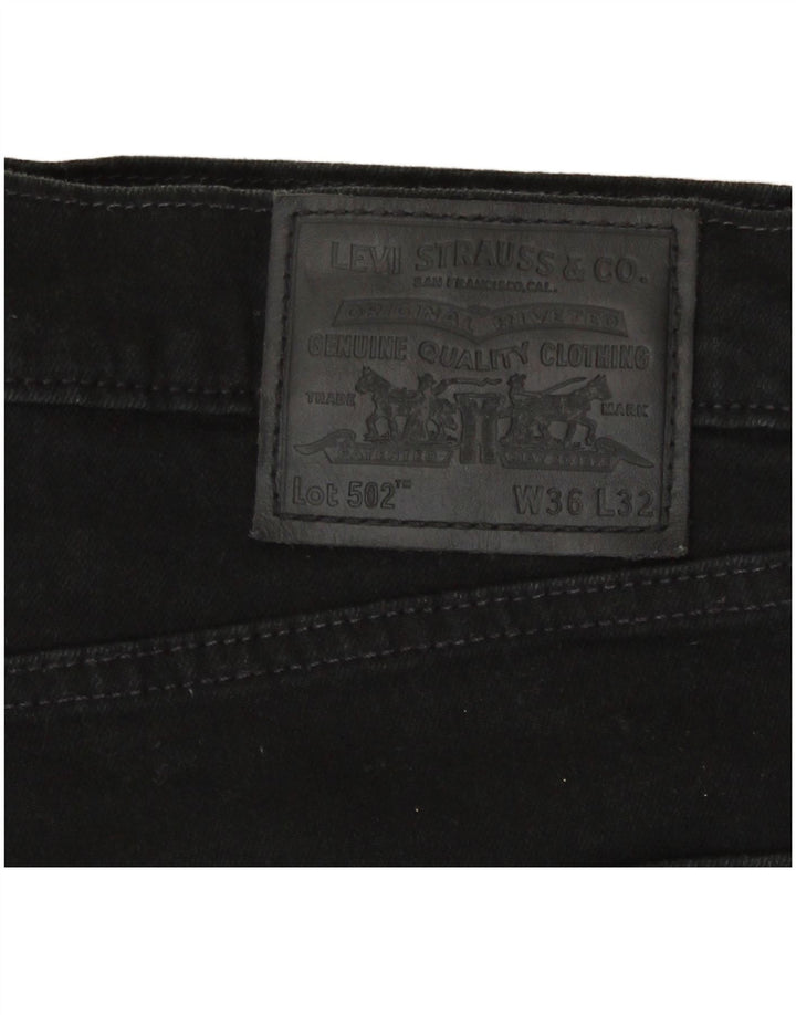 Levi's Mens 502 Tapered Jeans W36 L32 Black Cotton