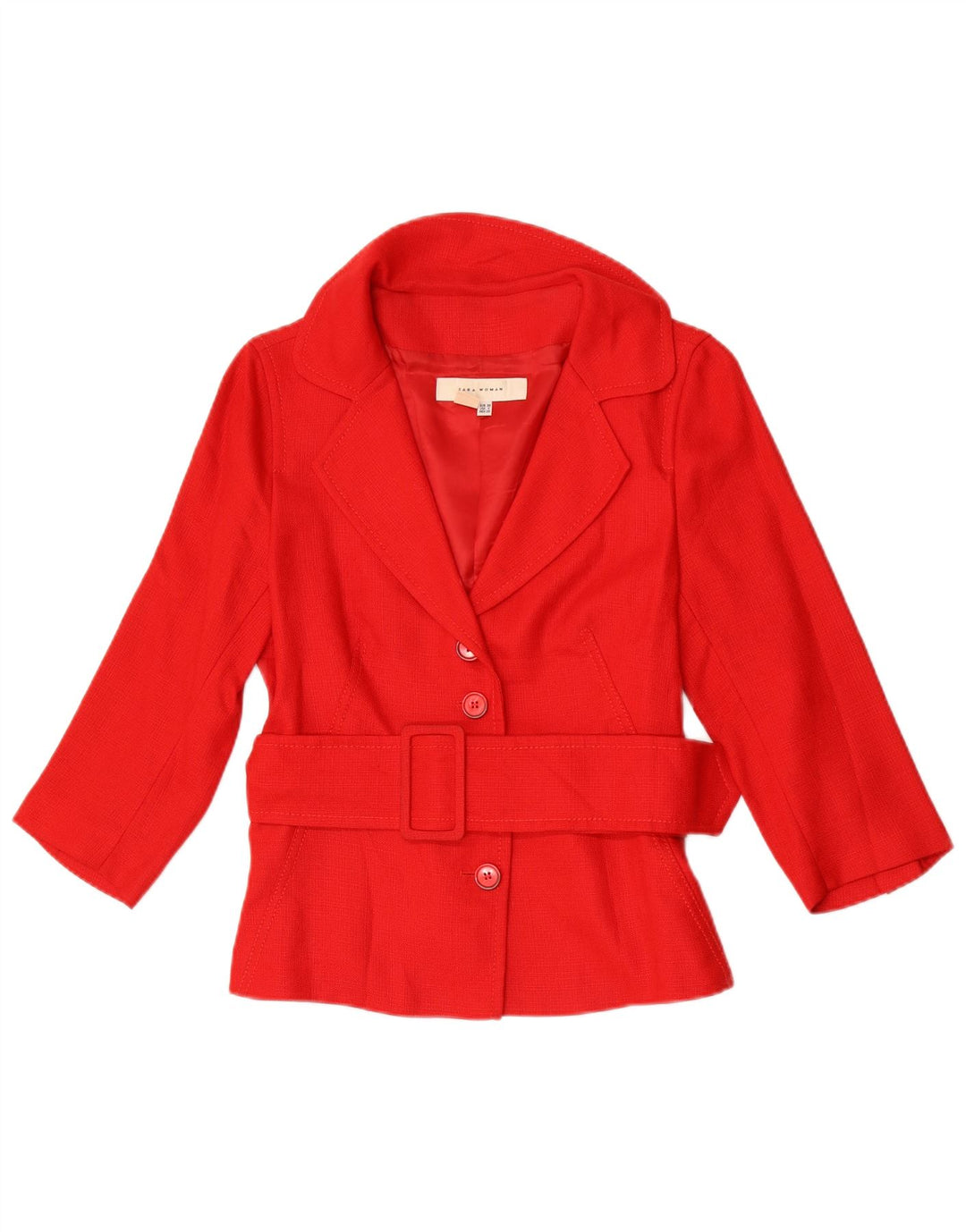 Zara Womens 3/4 Sleeve Blazer Jacket EU 38 Small Red Rayon
