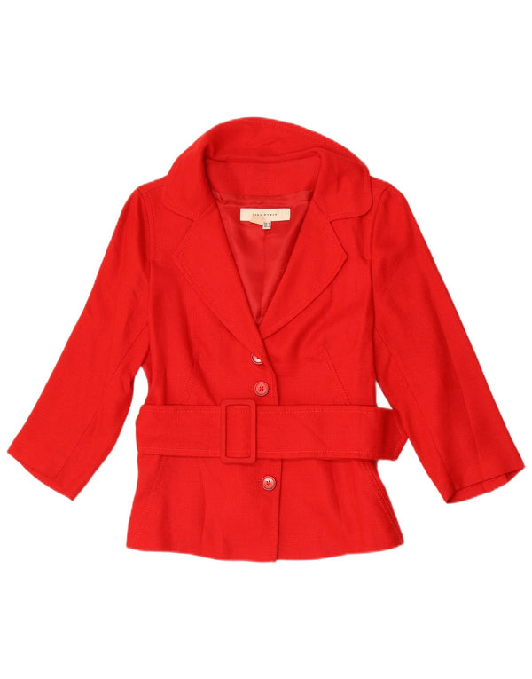 Zara Womens 3/4 Sleeve Blazer Jacket EU 38 Small Red Rayon