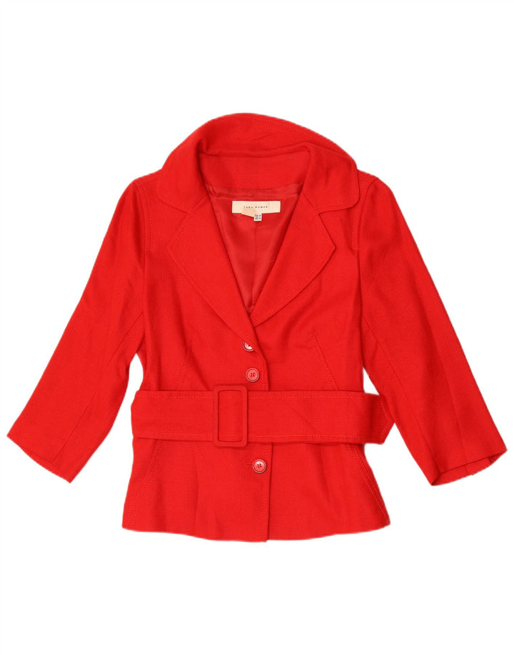 Zara Womens 3/4 Sleeve Blazer Jacket EU 38 Small Red Rayon