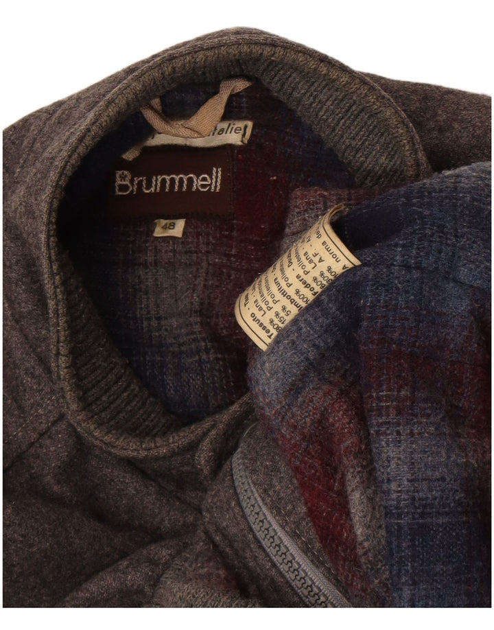 Brummell Mens Bomber Bomber Jacket IT 48 Medium Grey Wool