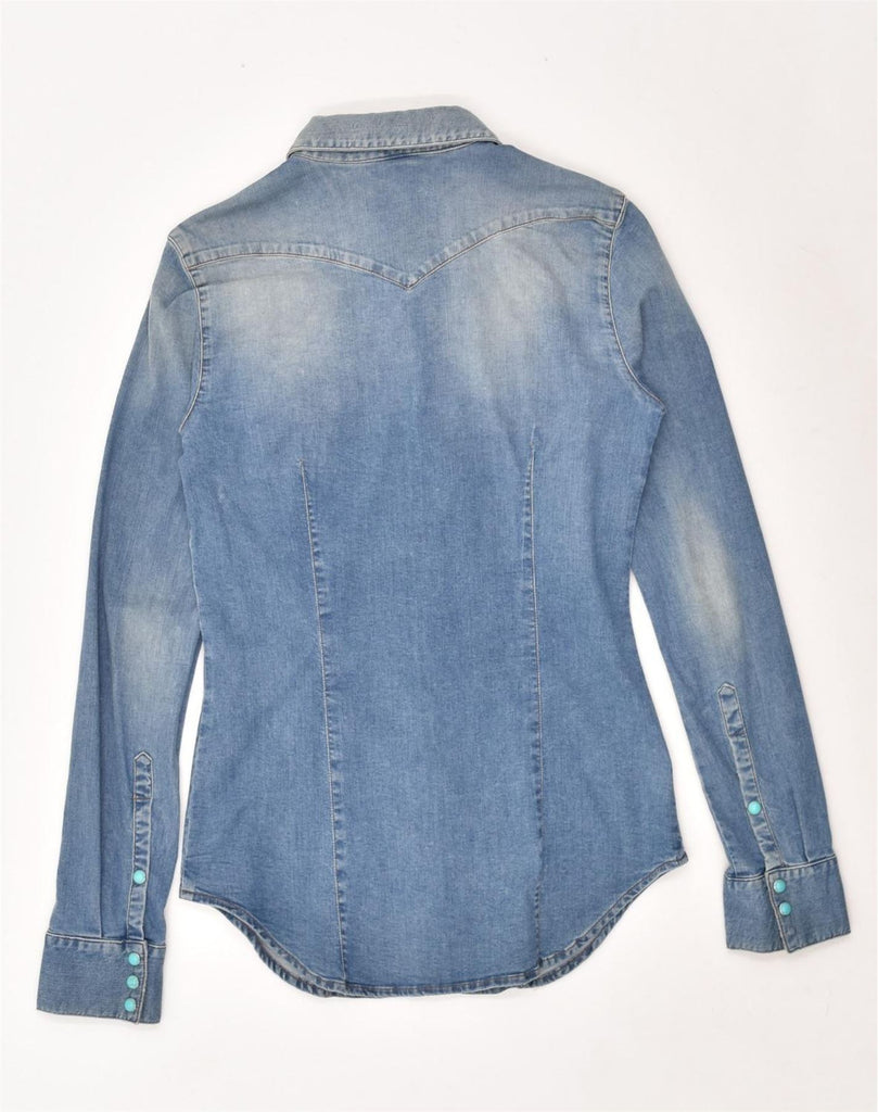 VINTAGE Womens Denim Shirt IT 44 Medium Blue Cotton | Vintage Vintage | Thrift | Second-Hand Vintage | Used Clothing | Messina Hembry 