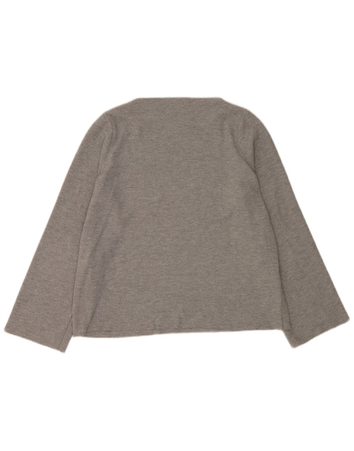 Zara Womens Trafaluc Oversized Top Long Sleeve UK 10 Small Grey Polyester
