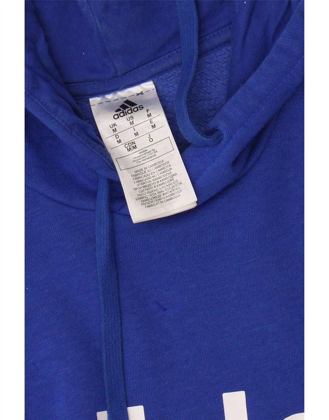 Adidas Mens Graphic Hoodie Jumper Medium Blue Cotton